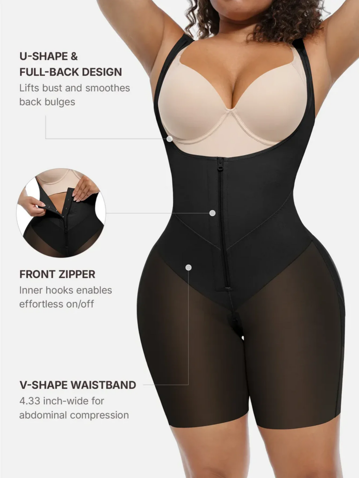 V-Shaped Faja Tummy Control Butt Lift Bodysuit